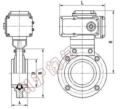 D921电动卫生型蝶阀尺寸图