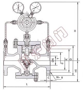 Yk43X/F气体减压阀 结构图