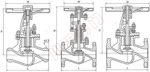 国标波纹管截止阀,结构图