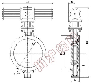 D673H气动多层次金属硬密封蝶阀,结构图