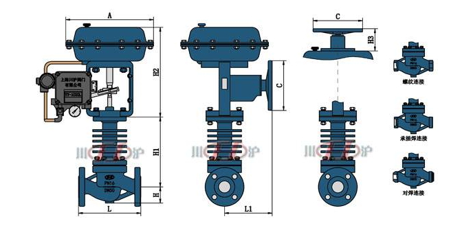 气动高温调节阀 结构尺寸图